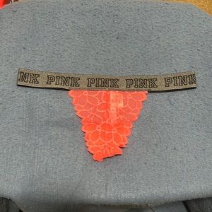 New pink Victoria’s Secret logo lace thong large